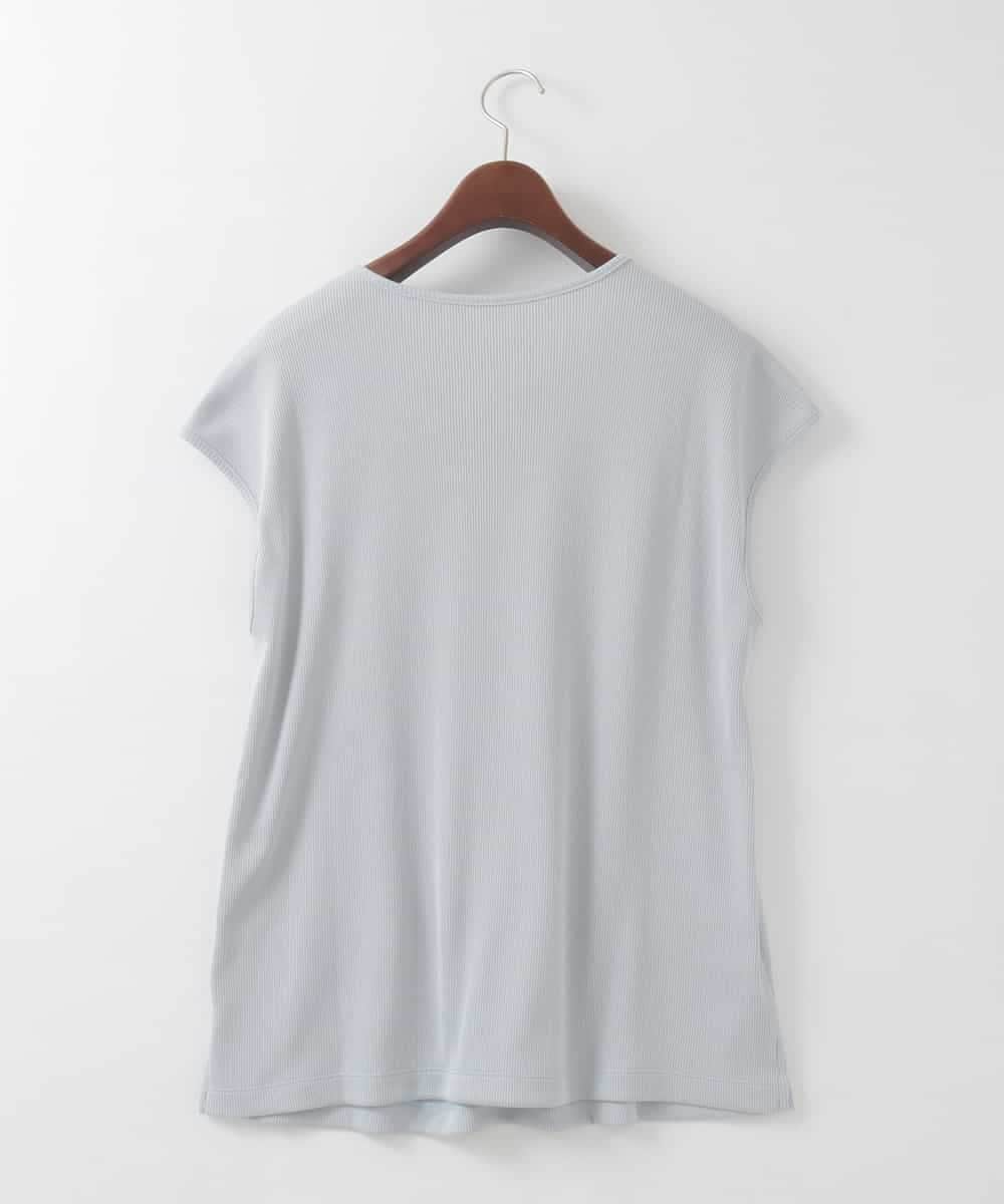 PJKGF21170 CHRISTIAN AUJARD Lサイズ(クリスチャン・オジャール Lサイズ) 【大きいサイズ】フレンチスリーブリブカットソー ライトグレー