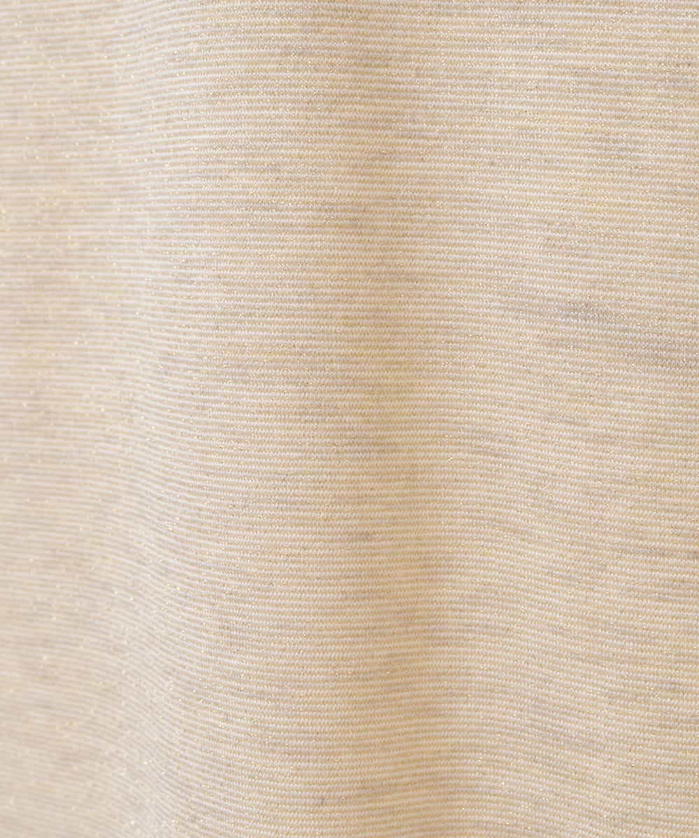 PJKGS24160 CHRISTIAN AUJARD Lサイズ(クリスチャン・オジャール Lサイズ) ラメベアテンキャップスリーブカットソー ゴールド×ベージュ