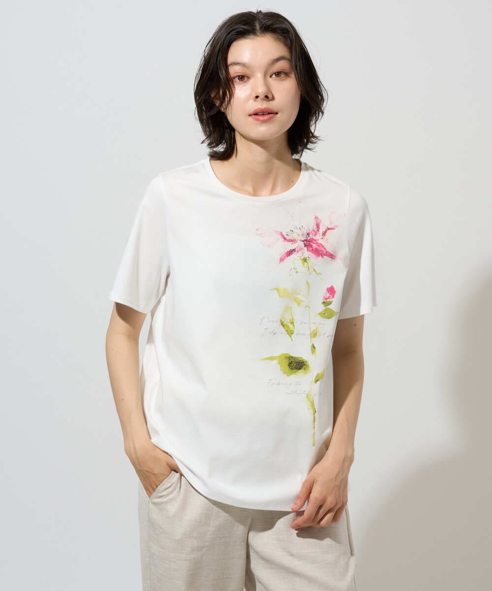 PJKHD05210 CHRISTIAN AUJARD Lサイズ(クリスチャン・オジャール Lサイズ) 【大きいサイズ/2WAY】アートプリントTシャツ ホワイト