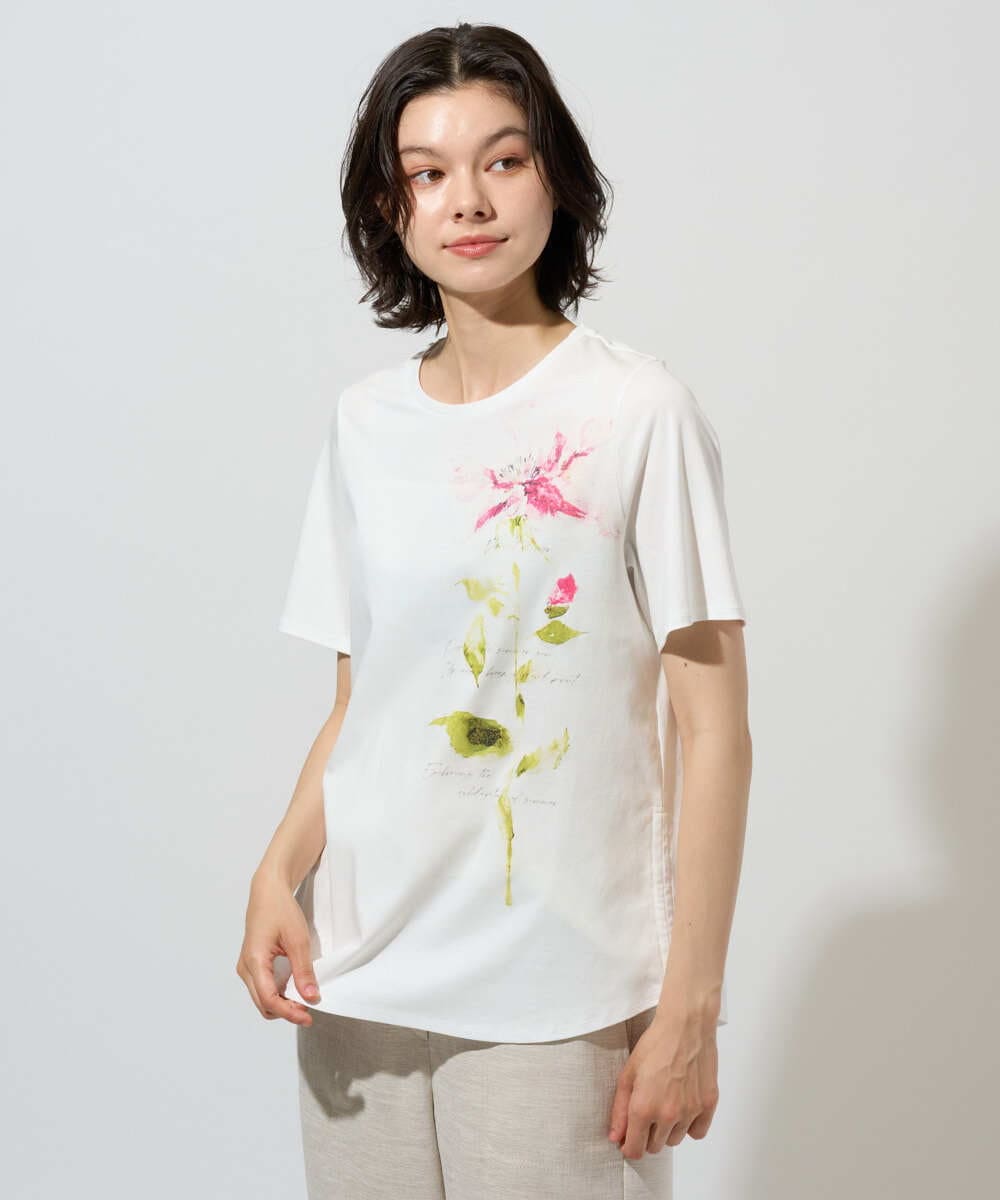 PJKHD05210 CHRISTIAN AUJARD Lサイズ(クリスチャン・オジャール Lサイズ) 【大きいサイズ/2WAY】アートプリントTシャツ ライトグレー