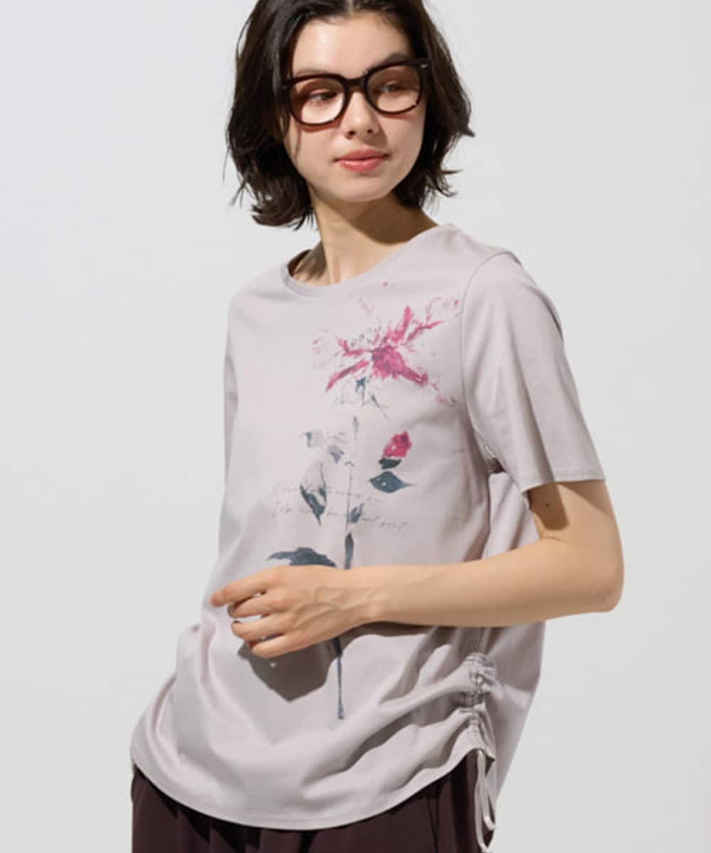 PJKHD05210 CHRISTIAN AUJARD Lサイズ(クリスチャン・オジャール Lサイズ) 【大きいサイズ/2WAY】アートプリントTシャツ ライトグレー