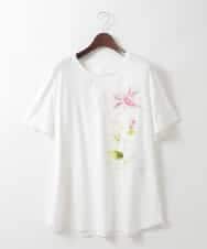 PJKHD05210 CHRISTIAN AUJARD Lサイズ(クリスチャン・オジャール Lサイズ) 【大きいサイズ/2WAY】アートプリントTシャツ ホワイト