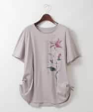 PJKHD05210 CHRISTIAN AUJARD Lサイズ(クリスチャン・オジャール Lサイズ) 【大きいサイズ/2WAY】アートプリントTシャツ ライトグレー