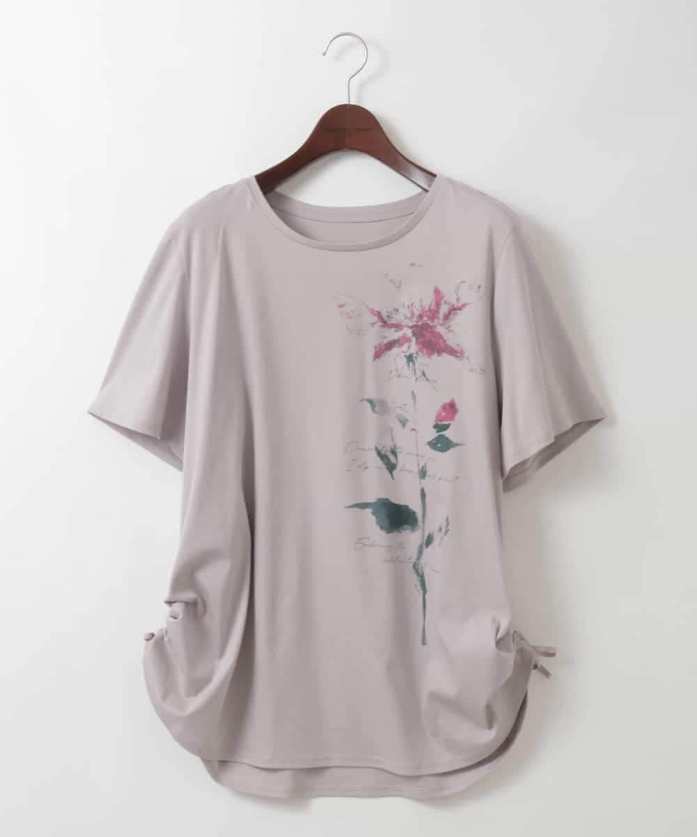 PJKHD05210 CHRISTIAN AUJARD Lサイズ(クリスチャン・オジャール Lサイズ) 【大きいサイズ/2WAY】アートプリントTシャツ ライトグレー