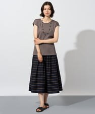 PJKHE33170 CHRISTIAN AUJARD Lサイズ(クリスチャン・オジャール Lサイズ) 【大きいサイズ】フレンチスリーブリブカットソー ブラウン