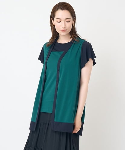 PJKHW37320 CHRISTIAN AUJARD Lサイズ [接触冷感･ドライタッチ]バイカラージレ