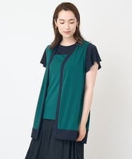 PJKHW37320 CHRISTIAN AUJARD Lサイズ(クリスチャン・オジャール Lサイズ) [接触冷感･ドライタッチ]バイカラージレ グリーン