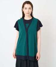 PJKHW37320 CHRISTIAN AUJARD Lサイズ(クリスチャン・オジャール Lサイズ) [接触冷感･ドライタッチ]バイカラージレ グリーン