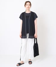 PJKHW38260 CHRISTIAN AUJARD Lサイズ(クリスチャン・オジャール Lサイズ) [接触冷感･ドライタッチ]バイカラーカットソー ブラック