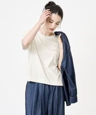 PJKJB12260 CHRISTIAN AUJARD Lサイズ(クリスチャン・オジャール Lサイズ) 【大きいサイズ】スパンコール刺繍Tシャツ アイボリー