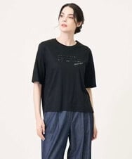 PJKJB12260 CHRISTIAN AUJARD Lサイズ(クリスチャン・オジャール Lサイズ) 【大きいサイズ】スパンコール刺繍Tシャツ ブラック