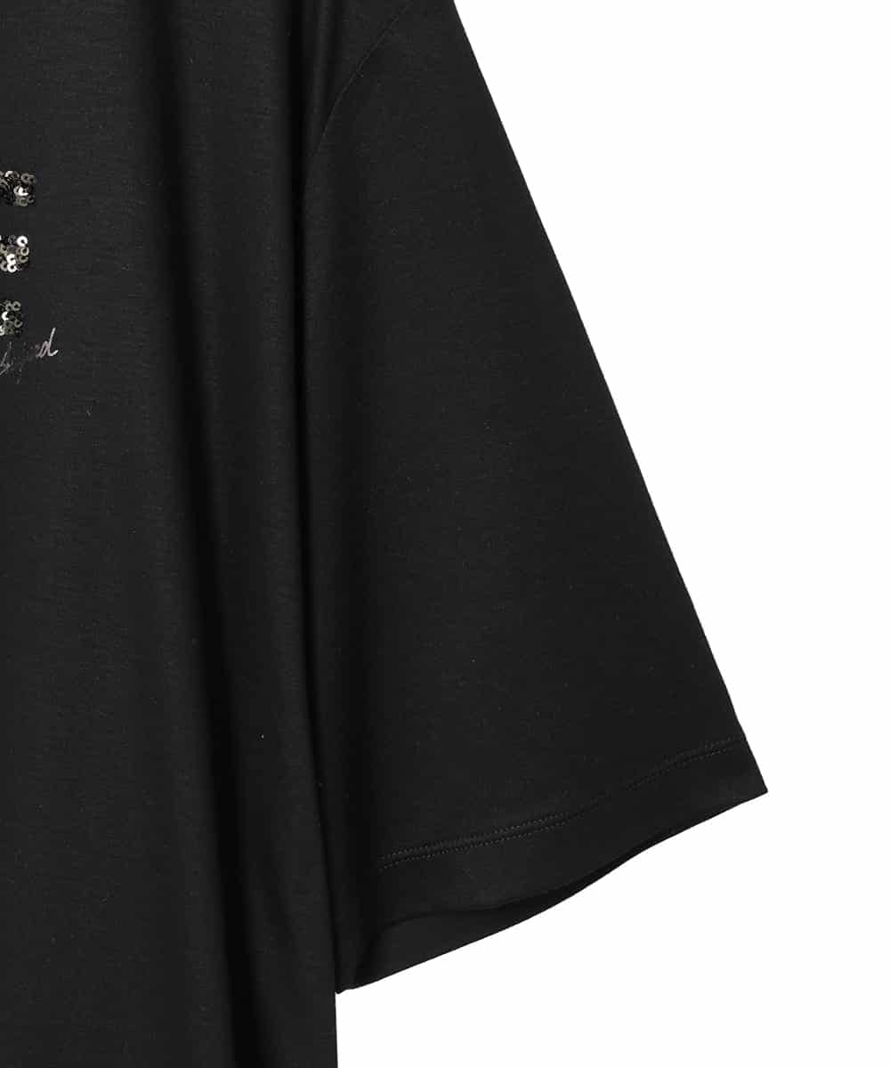 PJKJB12260 CHRISTIAN AUJARD Lサイズ(クリスチャン・オジャール Lサイズ) スパンコール刺繍Tシャツ ブラック
