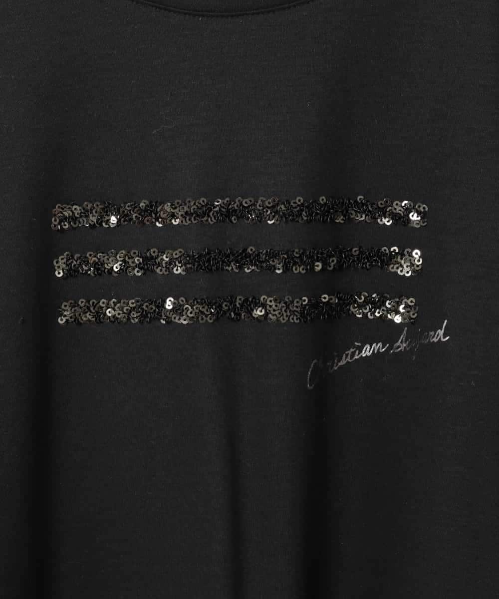 PJKJB12260 CHRISTIAN AUJARD Lサイズ(クリスチャン・オジャール Lサイズ) スパンコール刺繍Tシャツ ブラック