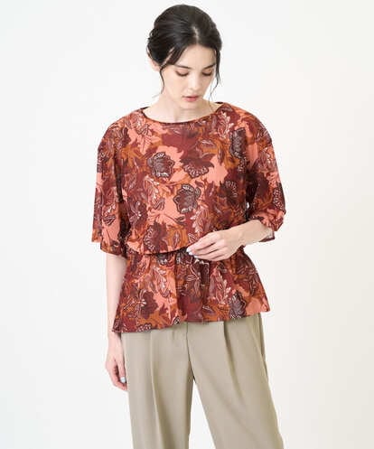 PJKJB17420 CHRISTIAN AUJARD Lサイズ 【大きいサイズ】モダン更紗プリントカットソー