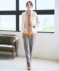 PJLAD31420 CHRISTIAN AUJARD Lサイズ(クリスチャン・オジャール Lサイズ) 【大きいサイズ】グレンチェックストレートパンツ ブラウン系