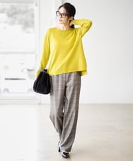 PJLAD31420 CHRISTIAN AUJARD Lサイズ(クリスチャン・オジャール Lサイズ) 【大きいサイズ】グレンチェックストレートパンツ ブラウン系