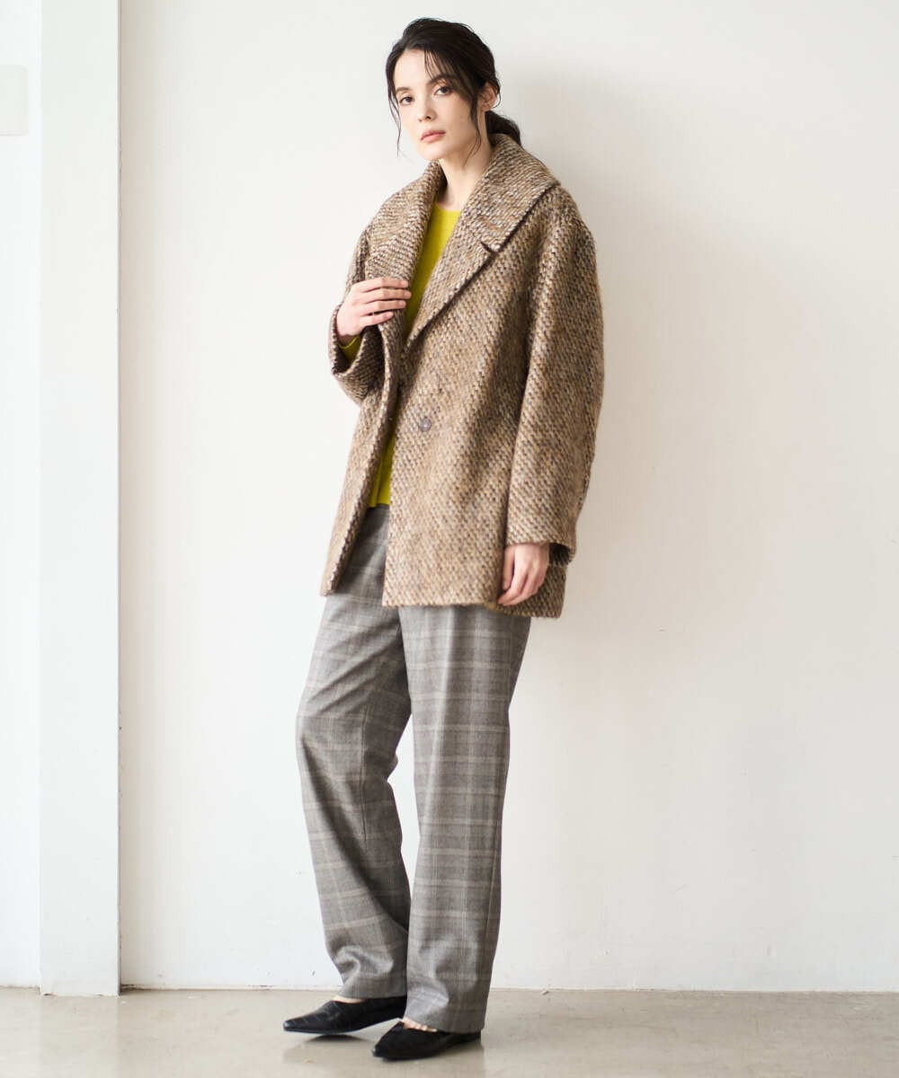 PJLAD31420 CHRISTIAN AUJARD Lサイズ(クリスチャン・オジャール Lサイズ) 【大きいサイズ】グレンチェックストレートパンツ ブラウン系