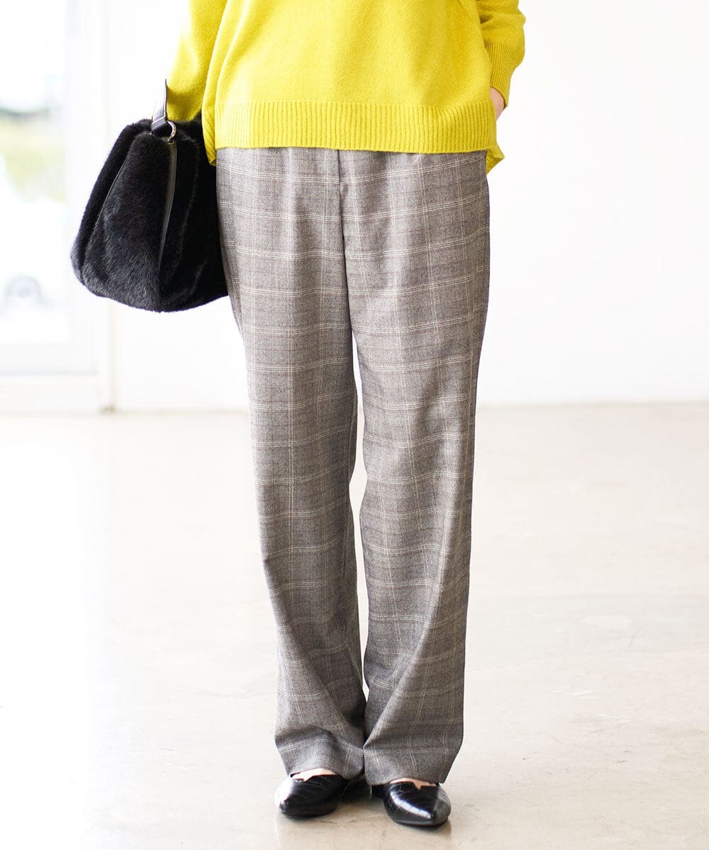 PJLAD31420 CHRISTIAN AUJARD Lサイズ(クリスチャン・オジャール Lサイズ) 【大きいサイズ】グレンチェックストレートパンツ ブラウン系