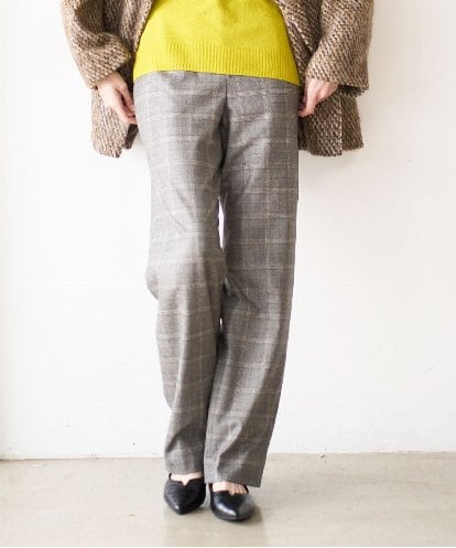 PJLAD31420 CHRISTIAN AUJARD Lサイズ 【大きいサイズ】グレンチェックストレートパンツ