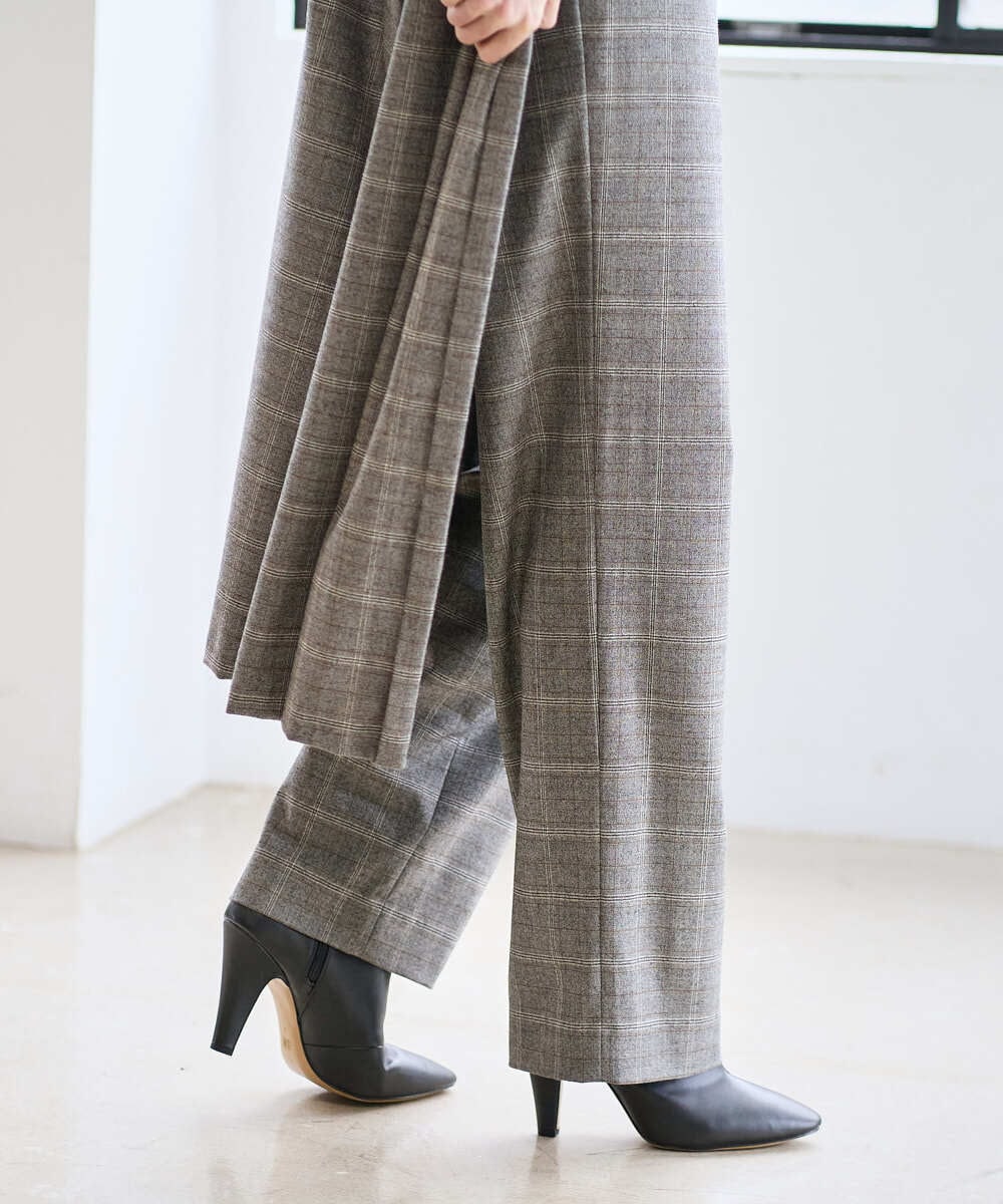 PJLAD31420 CHRISTIAN AUJARD Lサイズ(クリスチャン・オジャール Lサイズ) 【大きいサイズ】グレンチェックストレートパンツ ブラウン系