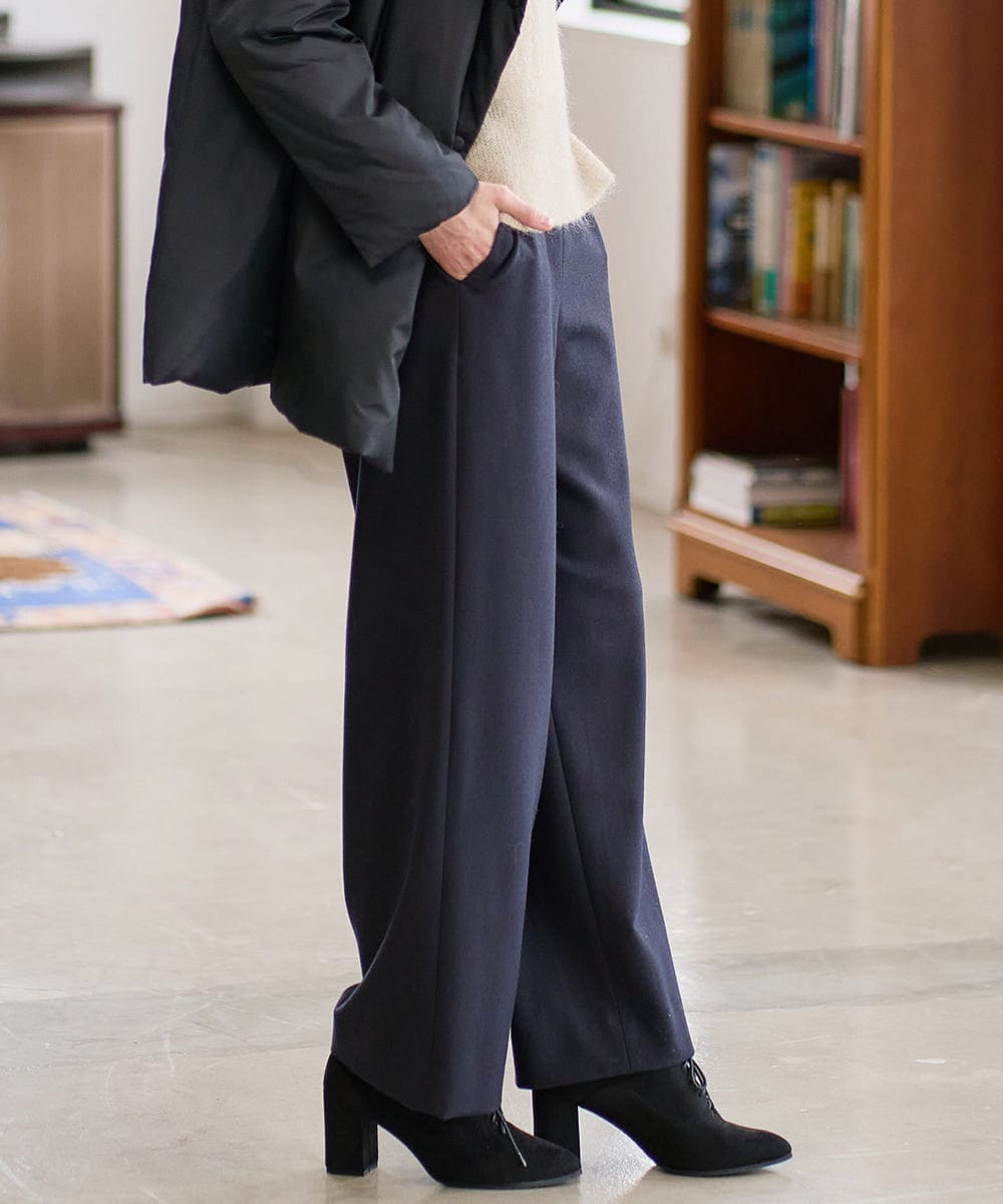 PJLAD47320 CHRISTIAN AUJARD Lサイズ(クリスチャン・オジャール Lサイズ) 【大きいサイズ】ウエストゴムセミワイドパンツ ネイビー