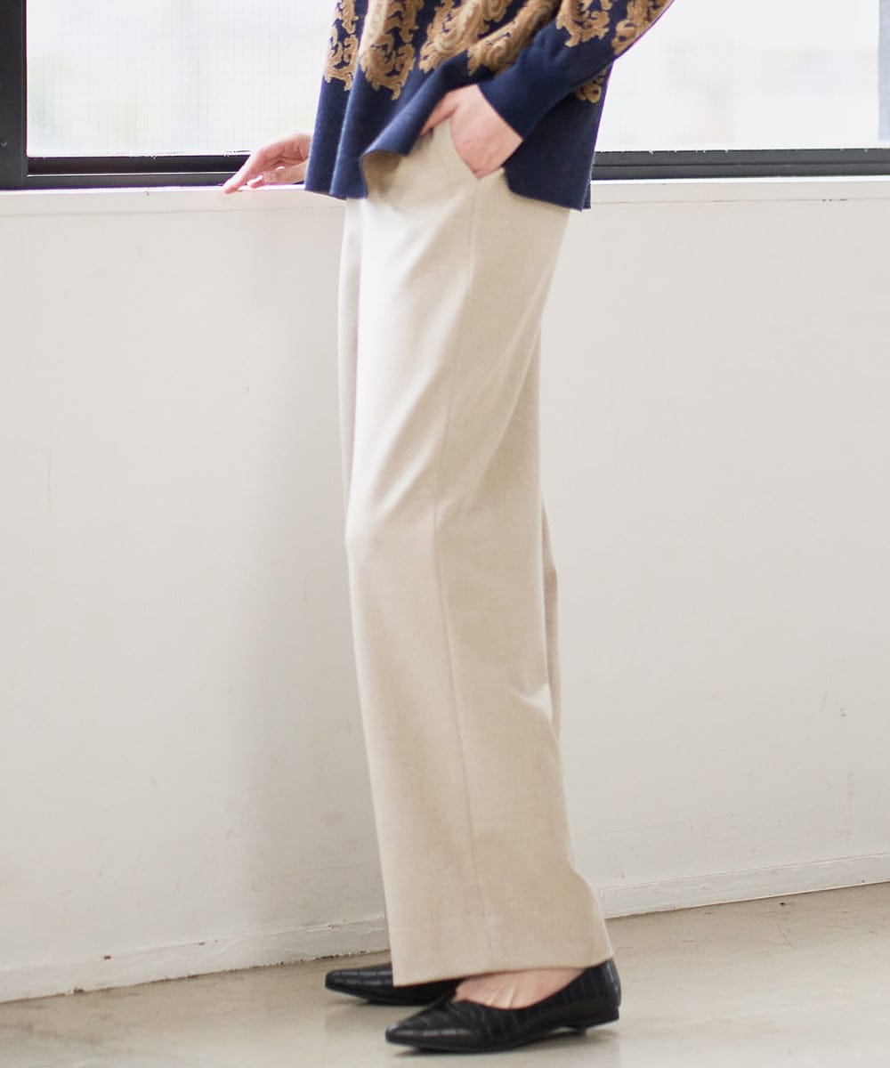 PJLAD47320 CHRISTIAN AUJARD Lサイズ(クリスチャン・オジャール Lサイズ) 【大きいサイズ】ウエストゴムセミワイドパンツ ベージュ