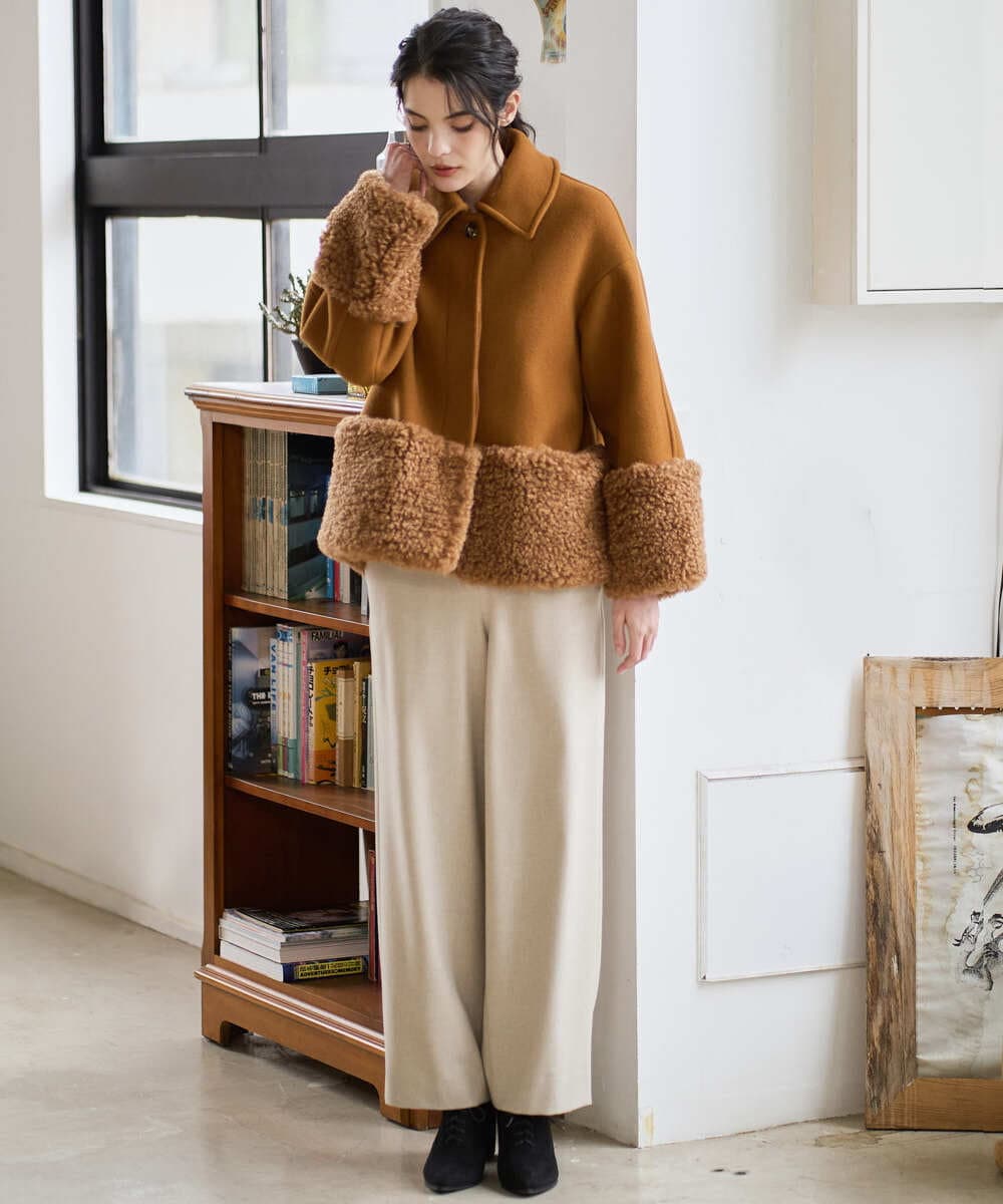 PJLAD47320 CHRISTIAN AUJARD Lサイズ(クリスチャン・オジャール Lサイズ) 【大きいサイズ】ウエストゴムセミワイドパンツ ベージュ