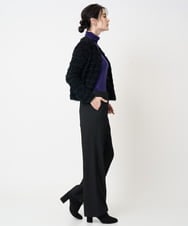 PJLCD11360 CHRISTIAN AUJARD Lサイズ(クリスチャン・オジャール Lサイズ) 【大きいサイズ】ラメストライプセミワイドパンツ ブラック