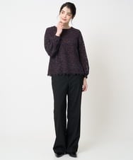 PJLCD11360 CHRISTIAN AUJARD Lサイズ(クリスチャン・オジャール Lサイズ) 【大きいサイズ】ラメストライプセミワイドパンツ ブラック