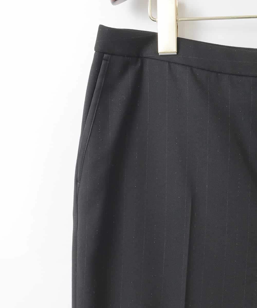 PJLCD11360 CHRISTIAN AUJARD Lサイズ(クリスチャン・オジャール Lサイズ) 【大きいサイズ】ラメストライプセミワイドパンツ ブラック