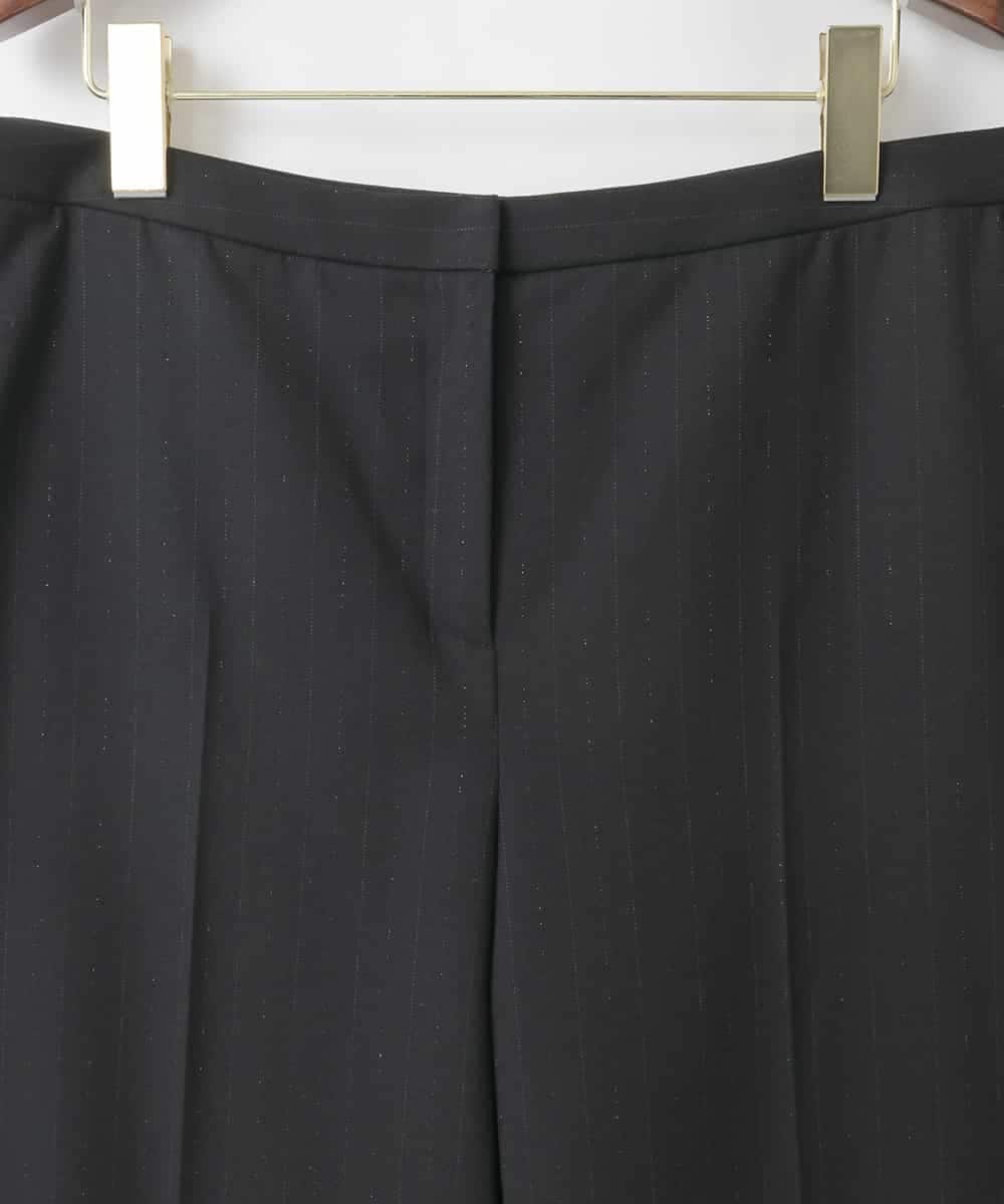 PJLCD11360 CHRISTIAN AUJARD Lサイズ(クリスチャン・オジャール Lサイズ) 【大きいサイズ】ラメストライプセミワイドパンツ ブラック