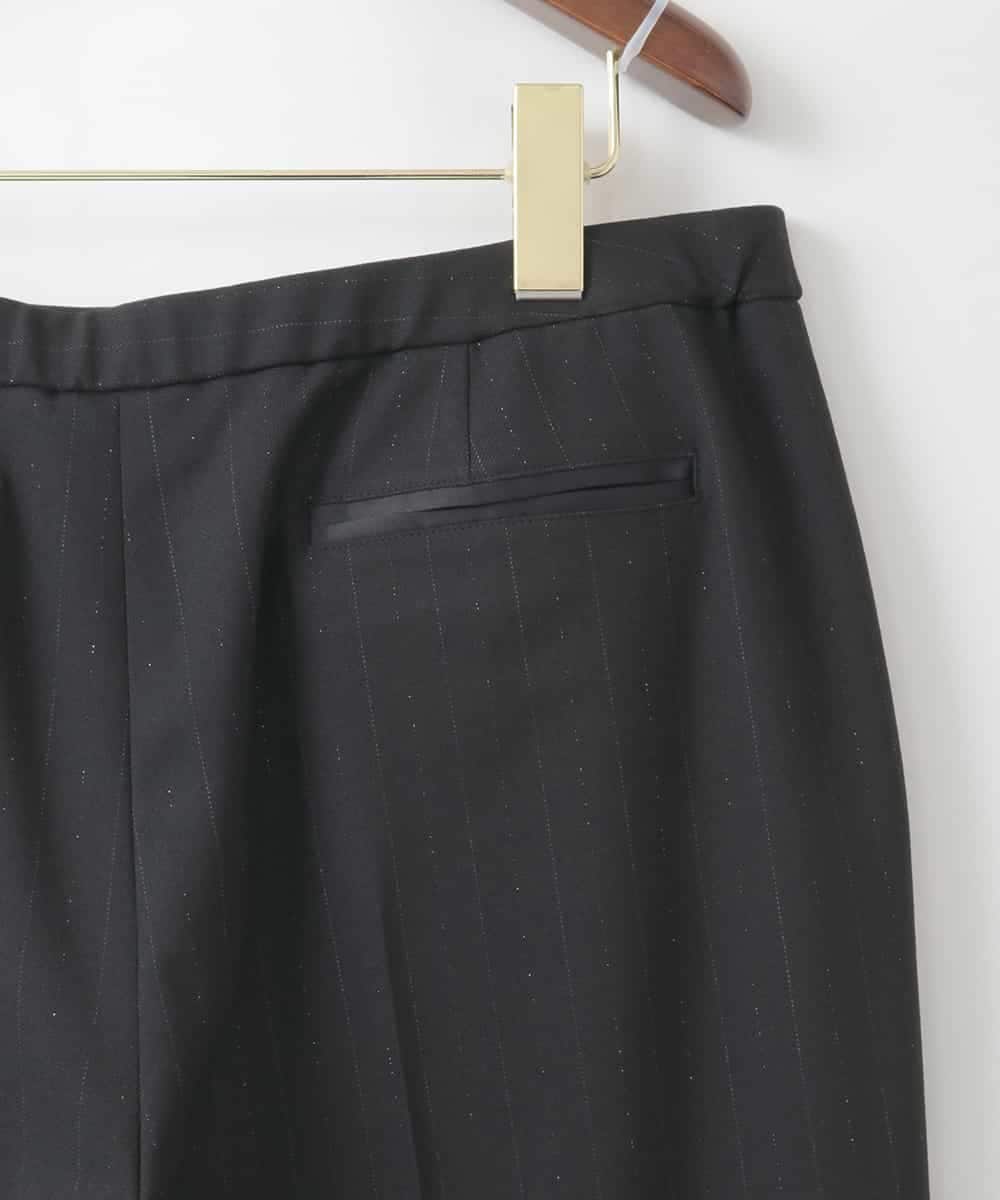 PJLCD11360 CHRISTIAN AUJARD Lサイズ(クリスチャン・オジャール Lサイズ) 【大きいサイズ】ラメストライプセミワイドパンツ ブラック