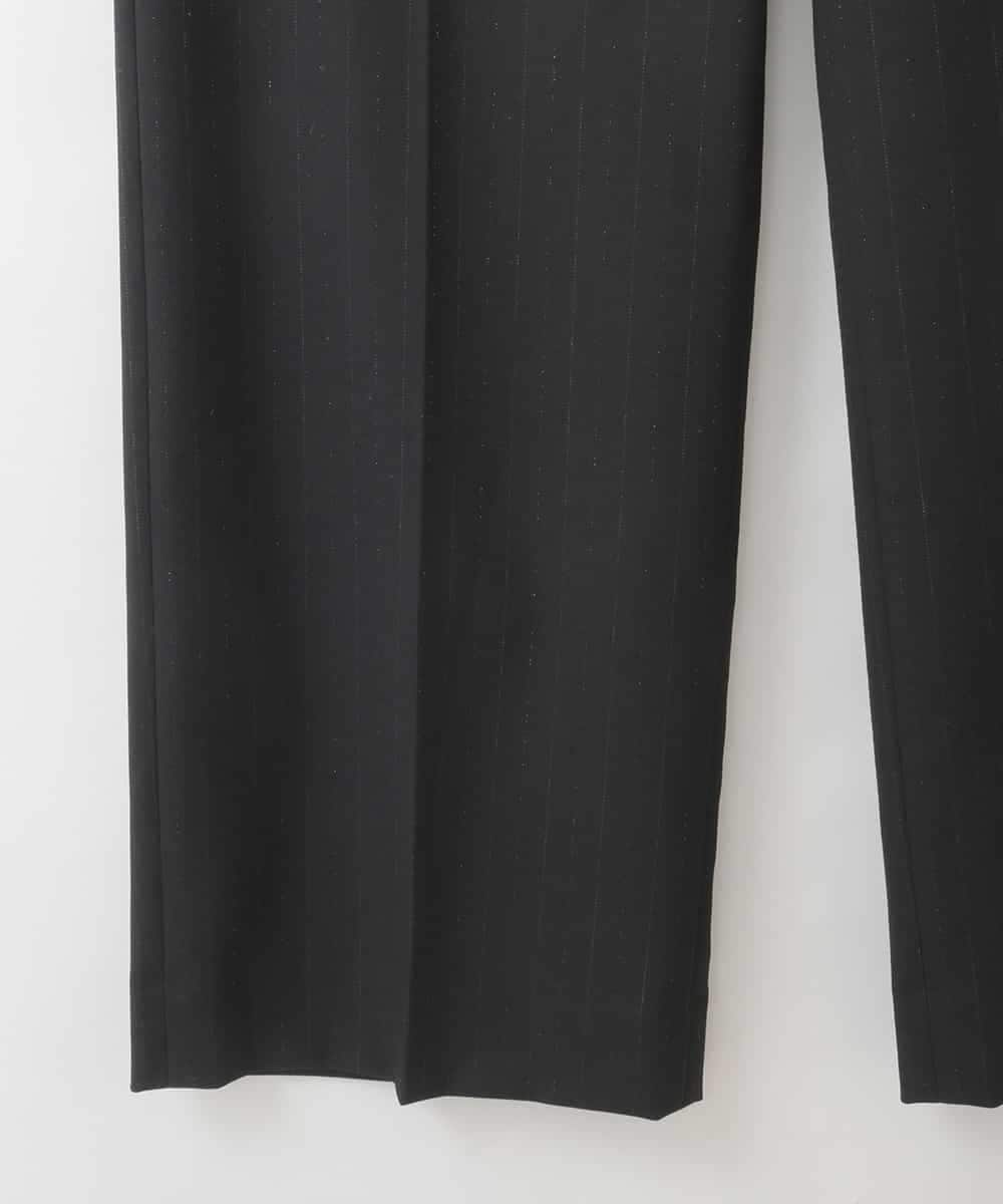 PJLCD11360 CHRISTIAN AUJARD Lサイズ(クリスチャン・オジャール Lサイズ) 【大きいサイズ】ラメストライプセミワイドパンツ ブラック