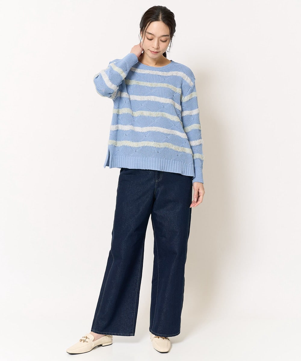 PJLEA29360 CHRISTIAN AUJARD Lサイズ(クリスチャン・オジャール Lサイズ) シャイニーデニムパンツ ネイビー