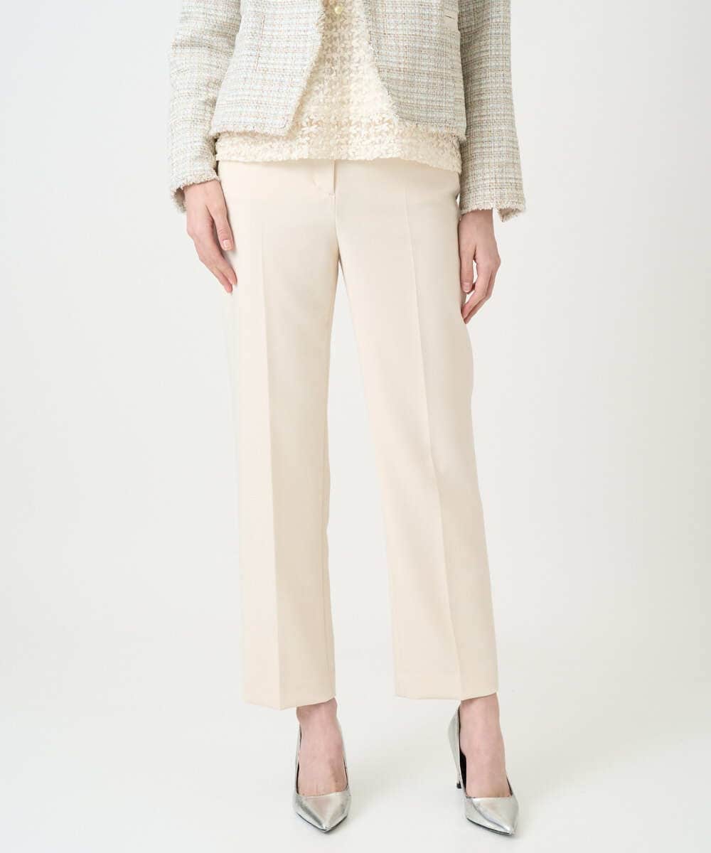 PJLEE06290 CHRISTIAN AUJARD Lサイズ(クリスチャン・オジャール Lサイズ) 【大きいサイズ】センタープレス美シルエットパンツ アイボリー