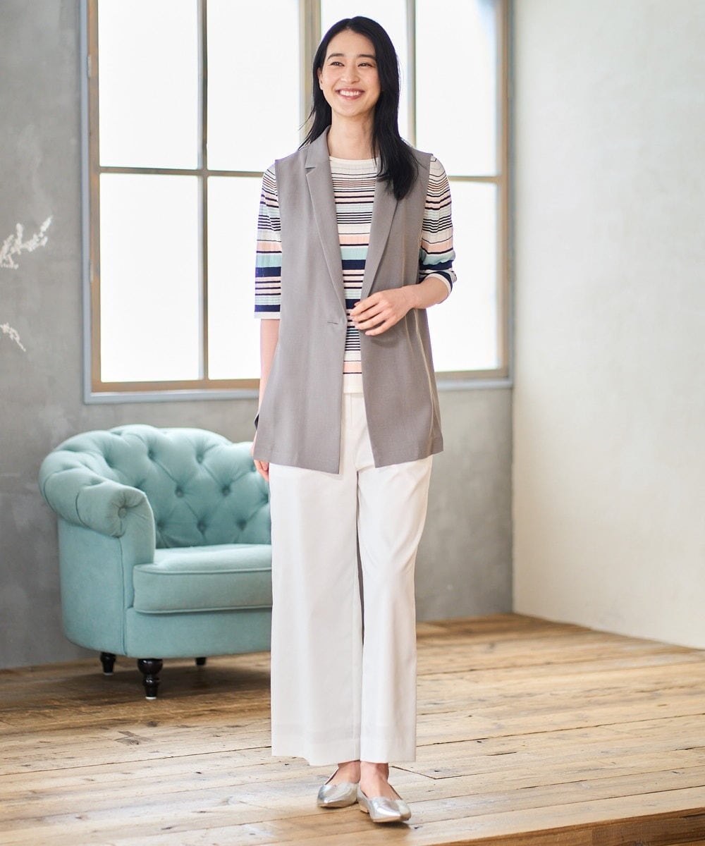 PJLGD31320 CHRISTIAN AUJARD Lサイズ(クリスチャン・オジャール Lサイズ) 【大きいサイズ】リネンリラックスワイドパンツ ホワイト