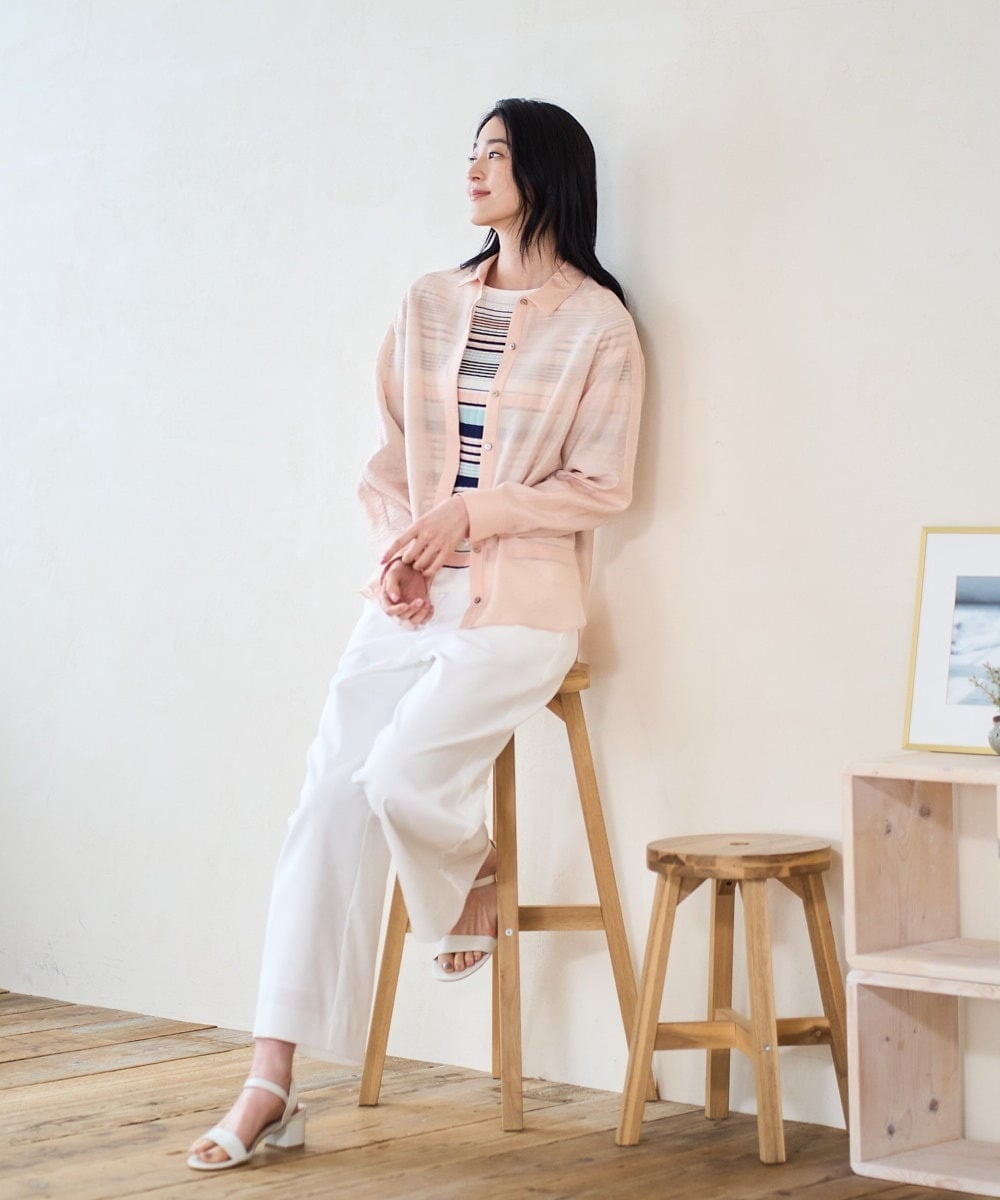 PJLGD31320 CHRISTIAN AUJARD Lサイズ(クリスチャン・オジャール Lサイズ) 【大きいサイズ】リネンリラックスワイドパンツ ホワイト