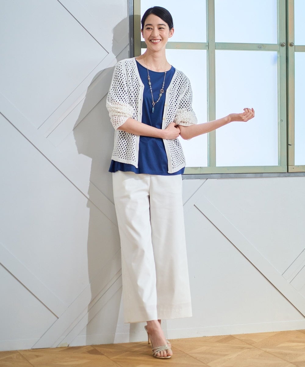 PJLGD31320 CHRISTIAN AUJARD Lサイズ(クリスチャン・オジャール Lサイズ) 【大きいサイズ】リネンリラックスワイドパンツ ホワイト