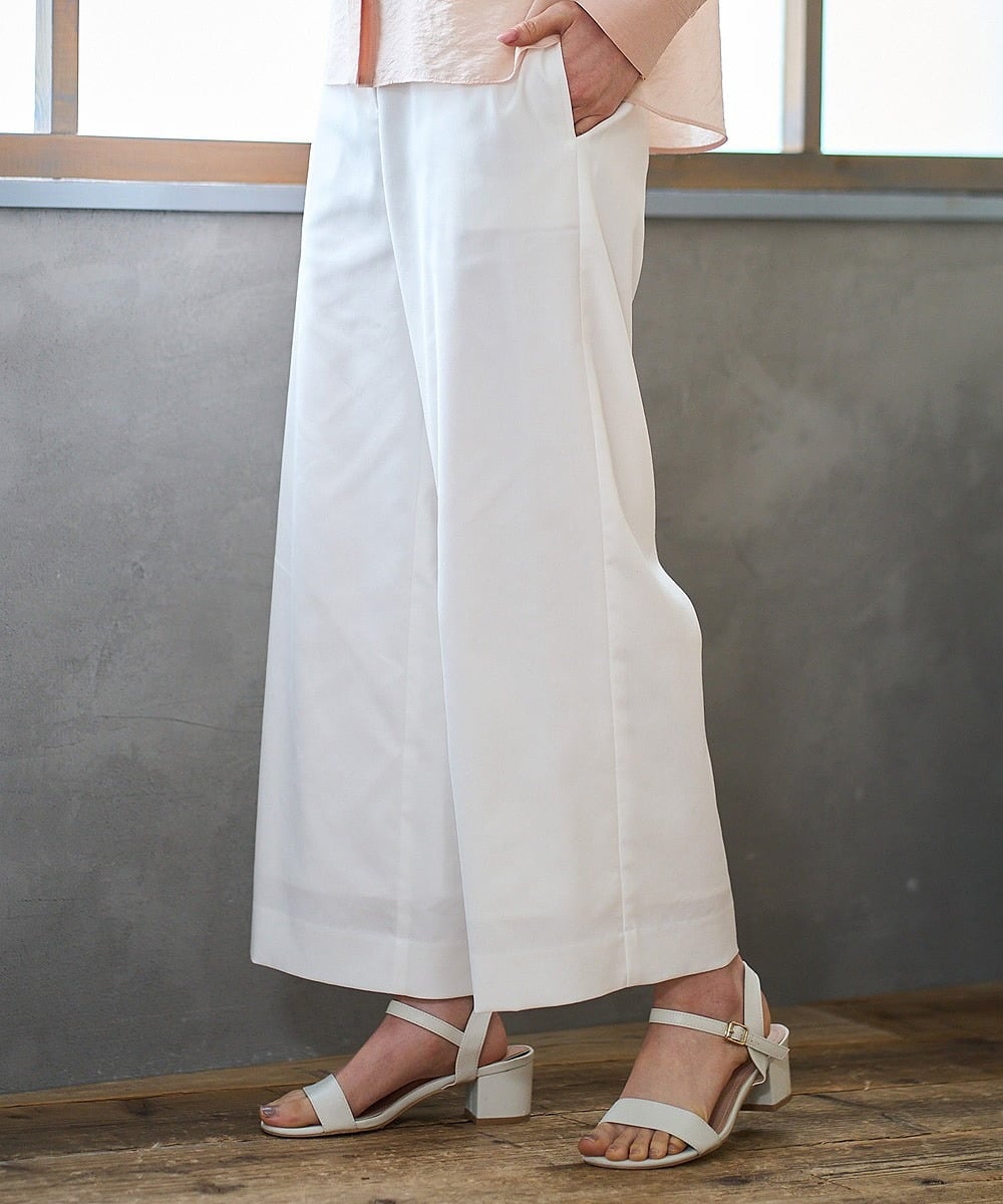 PJLGD31320 CHRISTIAN AUJARD Lサイズ(クリスチャン・オジャール Lサイズ) 【大きいサイズ】リネンリラックスワイドパンツ ホワイト