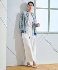 PJLGD31320 CHRISTIAN AUJARD Lサイズ(クリスチャン・オジャール Lサイズ) 【大きいサイズ】リネンリラックスワイドパンツ ホワイト