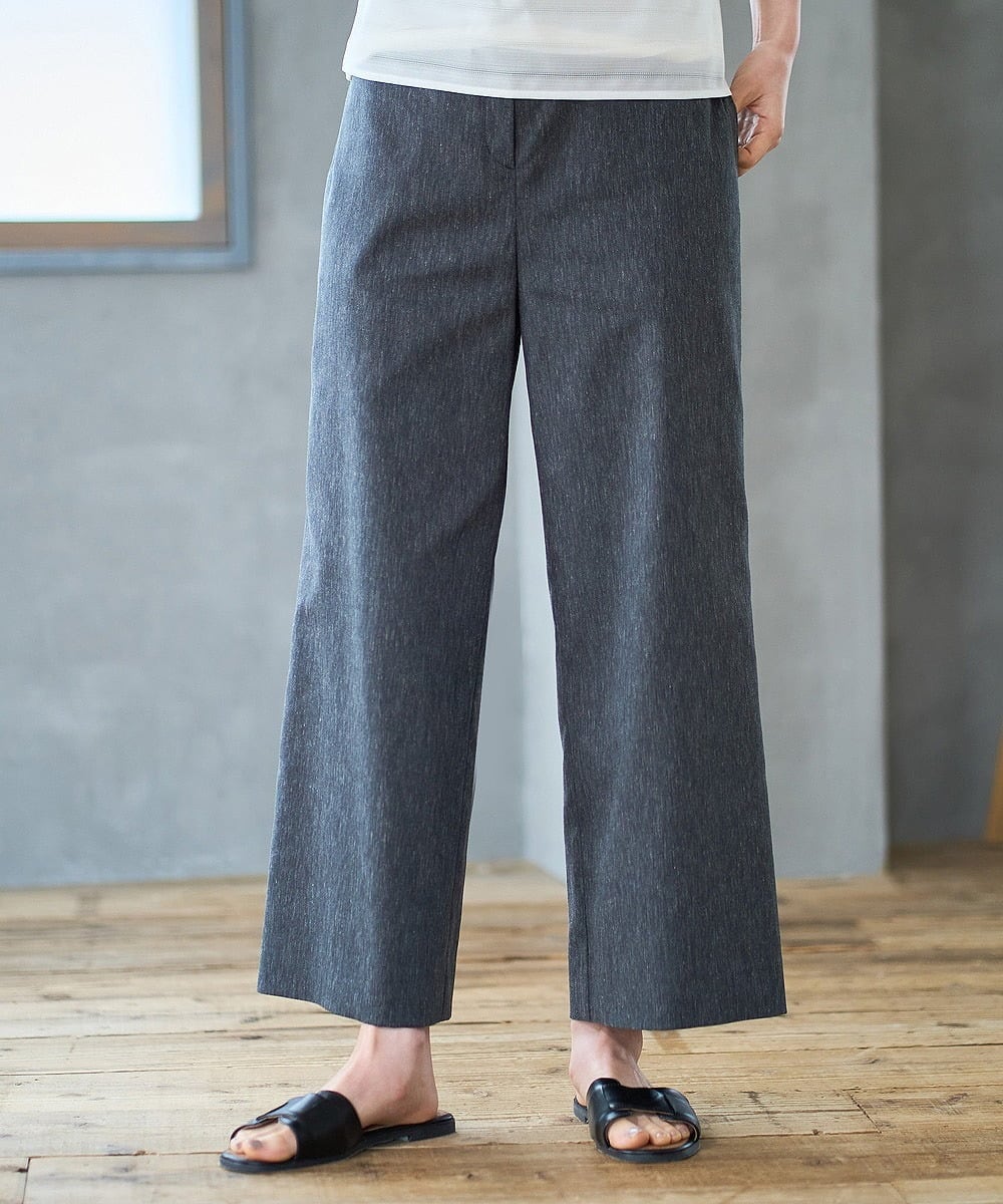 PJLGD31320 CHRISTIAN AUJARD Lサイズ(クリスチャン・オジャール Lサイズ) 【大きいサイズ】リネンリラックスワイドパンツ ブラック