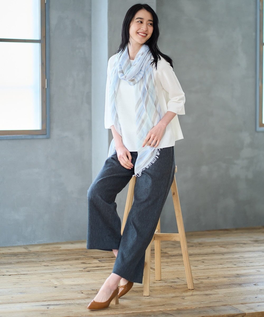 PJLGD31320 CHRISTIAN AUJARD Lサイズ(クリスチャン・オジャール Lサイズ) 【大きいサイズ】リネンリラックスワイドパンツ ブラック