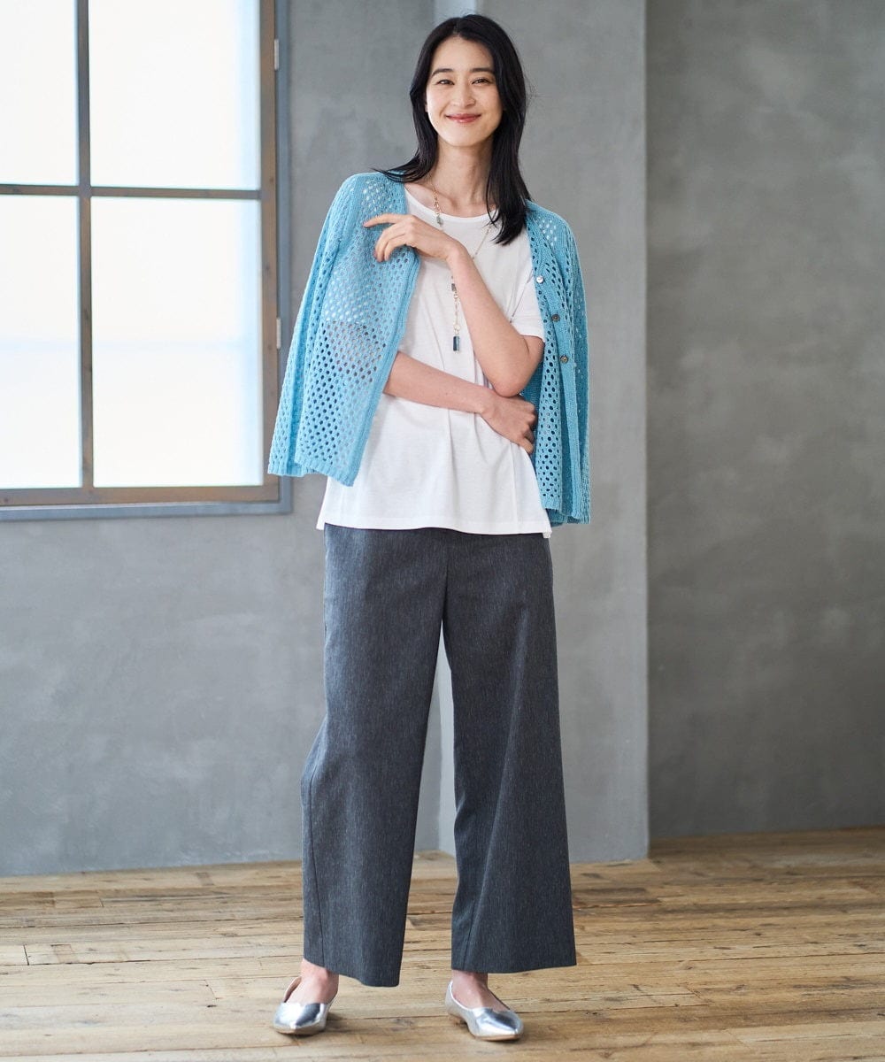 PJLGD31320 CHRISTIAN AUJARD Lサイズ(クリスチャン・オジャール Lサイズ) 【大きいサイズ】リネンリラックスワイドパンツ ブラック