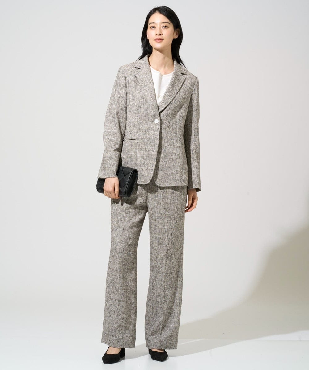 PJLGE01420 CHRISTIAN AUJARD Lサイズ(クリスチャン・オジャール Lサイズ) 【大きいサイズ/セットアップ対応】ラスティックツイードパンツ ブラウン