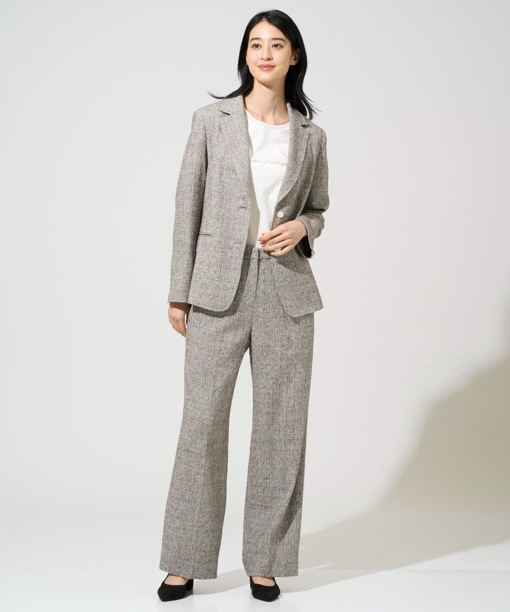 PJLGE01420 CHRISTIAN AUJARD Lサイズ(クリスチャン・オジャール Lサイズ) 【大きいサイズ/セットアップ対応】ラスティックツイードパンツ ブラウン