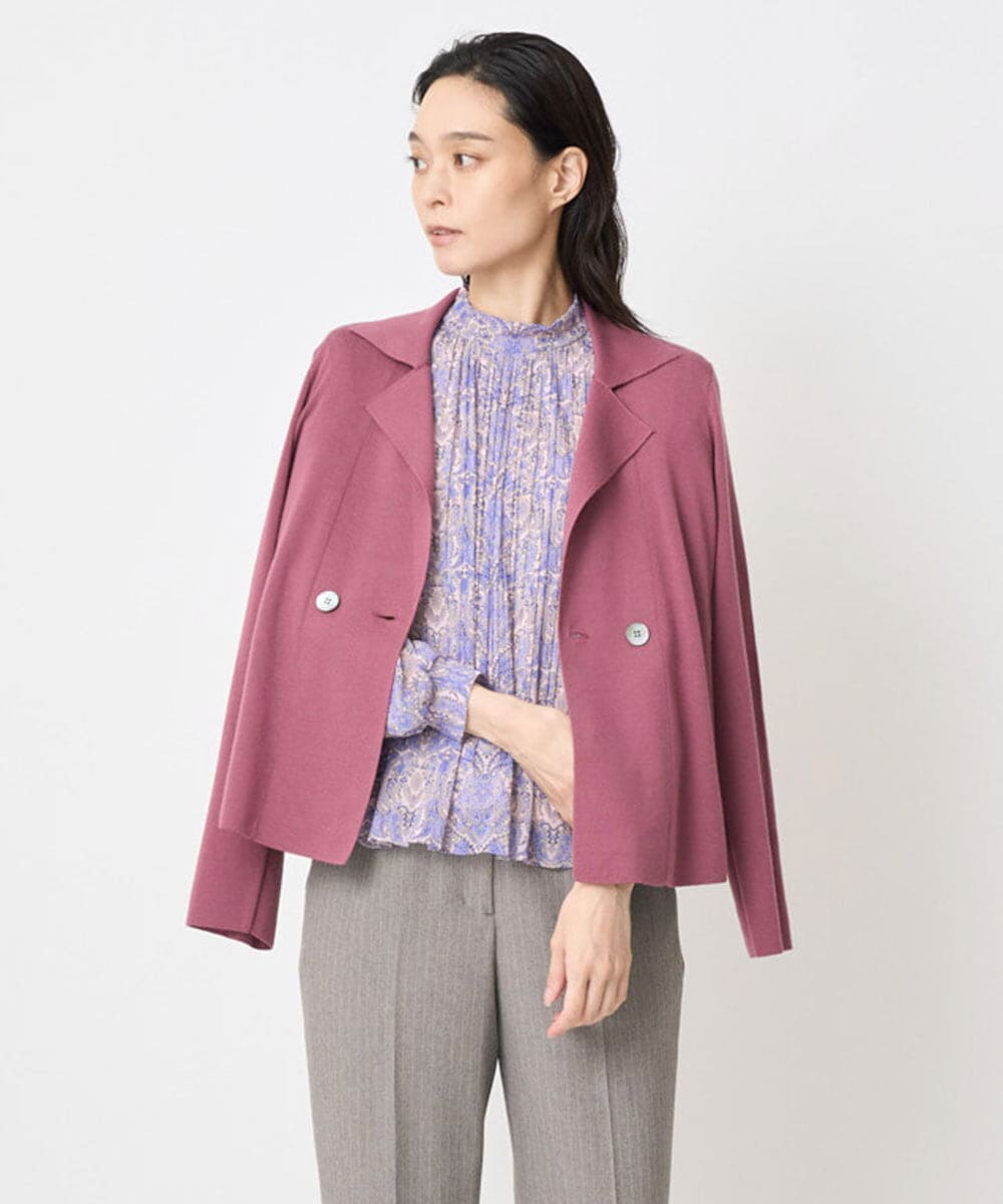 PJSAD04490 CHRISTIAN AUJARD Lサイズ(クリスチャン・オジャール Lサイズ) 【大きいサイズ/アンサンブル対応】衿付ニットカーディガン ピンク