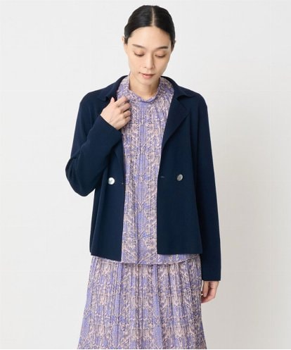 PJSAD04490  【大きいサイズ/アンサンブル対応】衿付ニットカーディガン