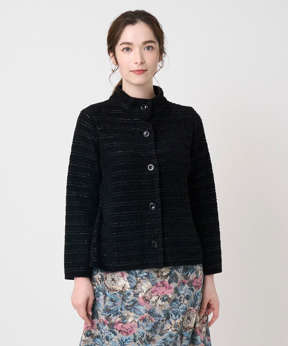 PJSAD05620 CHRISTIAN AUJARD Lサイズ(クリスチャン・オジャール Lサイズ) 【大きいサイズ】ラメニットバージャケット ブラック