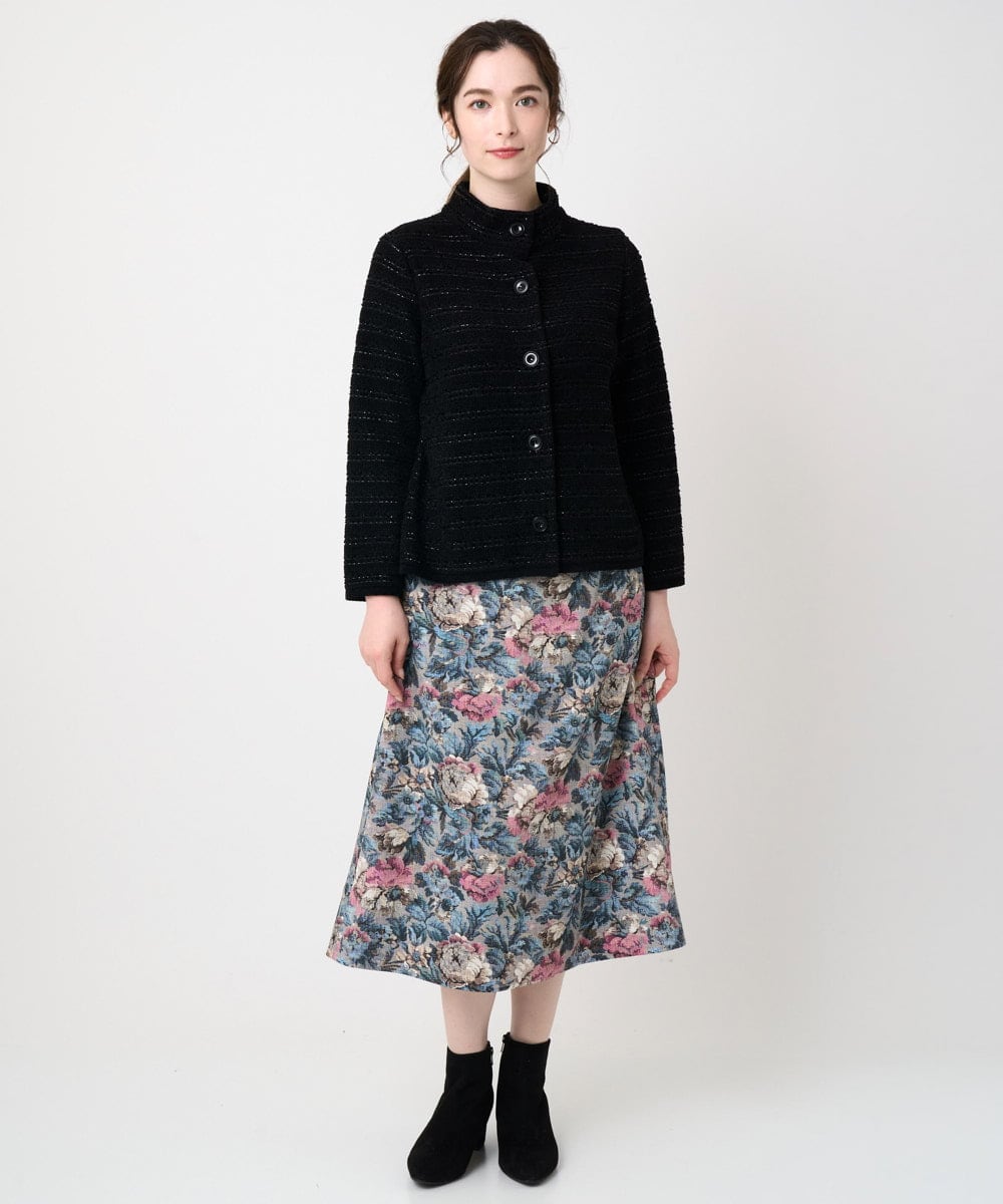 PJSAD05620 CHRISTIAN AUJARD Lサイズ(クリスチャン・オジャール Lサイズ) 【大きいサイズ】ラメニットバージャケット ブラック