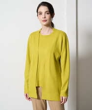 PJSAD37480 CHRISTIAN AUJARD Lサイズ(クリスチャン・オジャール Lサイズ) 【大きいサイズ/アンサンブル対応】カシミヤシルクニットカーディガン ライム